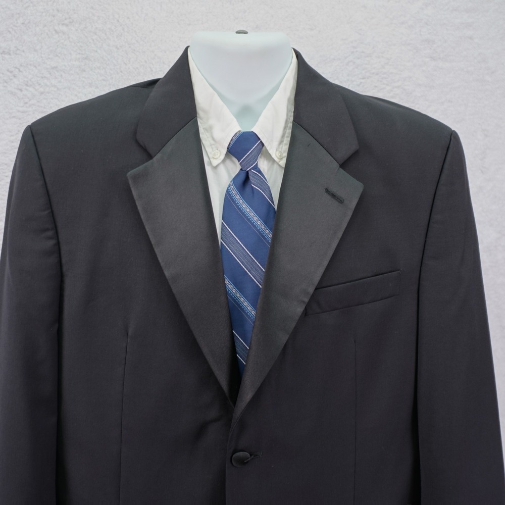 Calvin Klein Wool Tuxedo‎ Jacket Black Felt Button 40R Tagged 40S